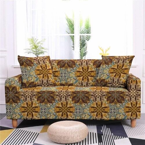 Sofa Cover Bohemian Geometry Silk Couch Covers for Sofas Stretch Living Room Couch Cover1/2/3/4 Seater Sofa Cover L Shape
