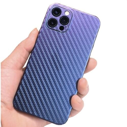 3D Discolored Carbon Fiber Phone Skin For iPhone 12 Pro Max 12 Mini SE 2020 11 Pro Max XS MAX XR X 7 6S Plus Gradient Decal Film