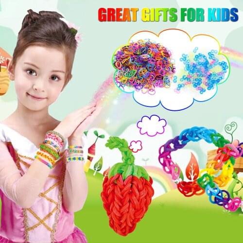 Kids 8000pcs DIY Color Rubber Loom Bands Refill Kit with 120pcs S-Clips Elastic Band Weaving Making Rainbow Bracelet Girl Toy