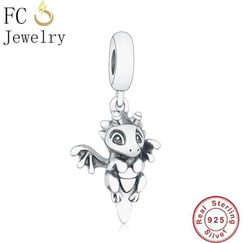 FC Jewelry Fit Orginal Brand Charm Bracelet 100% 925 Silver Flying Wing Dragon Unicorn Pendant Bead Making Kid Winter Berloque