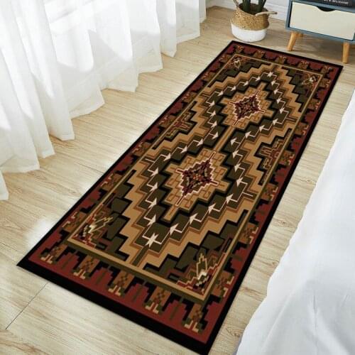 Ethnic Style Pattern Carpet Fluffy Mat Bedroom Hallway Floor Rug Bathroom Rug Home Anti-slip Entrance Doormat Bedside Mat