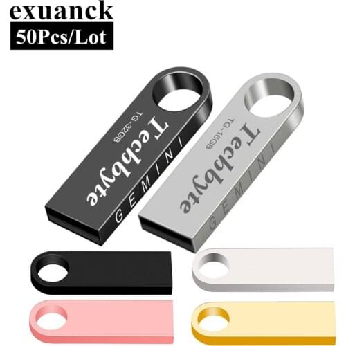20 Pcs/Lot Metal USB Flash Drive Pen Drive 4GB 8GB 16GB 32GB Waterproof Pendrive 64gb Memory Stick Real Capacity u-disk Cle Usb