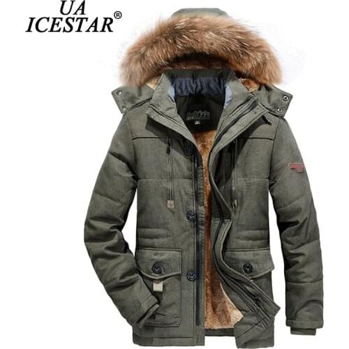 UAICESTAR Men Winter Jacket Parkas Coat Fur Collar Fashion Thicken Warm Jackets Casual High Quality Large Size 6XL Mens Coat