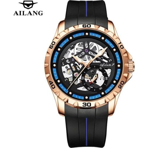 Lndependent Small Seconds Skeleton Mechanical Watch Men Luxury Automatic Waterproof Clock Men Silicone Strap Watches Relogio