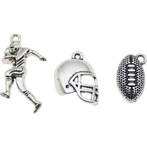 Ball Sports Charms-60pcs Zinc Alloy Ball Games Football Sports Charms for Crafting DIY Necklace Earrings Jewelry Making Accessa