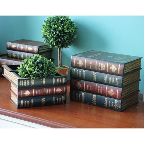 Decorative Bookends Book Shelf Holder Stoppers Secret Storage Box Set Vintage Old Style Desktop Ornament DU55