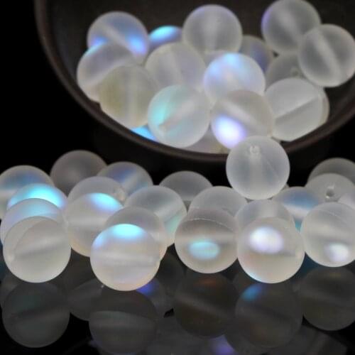 Natural Dull Polished White Austrian Crystal Stone Beads Round Loose Spacer Beads For Jewelry Making 6/8/10/12mm Bracelet