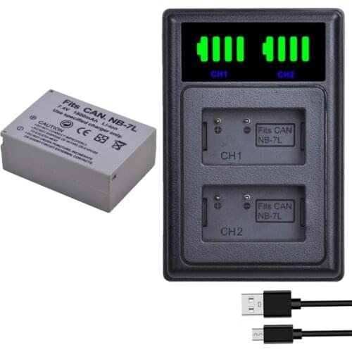 NB-7L NB7L Battery + NB 7L Battery Charger with Type-c Port for Canon PowerShot G10, G11, G12, SX30, SX30IS