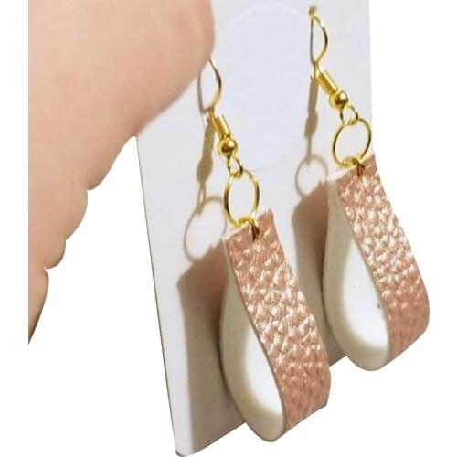 2021 New Rose Gold Nickel-Free Faux Leather Loop Earrings Hollow Geomeric Leather Earrings