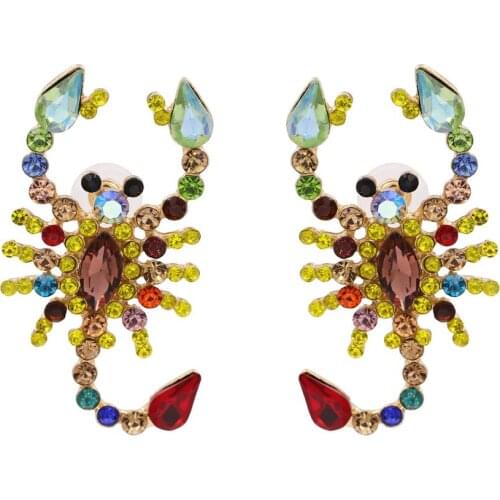 Novelty Design Rhinestone Scorpion Charms Dangle Earrings for Women Fashion Jewelry Maxi Girls' Statement Earrings Accessories