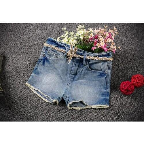 New Shorts Baby Girls Summer Denim Shorts Kids Summer Shorts With Belt Children Short Pants Summer Trousers