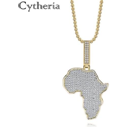 Cytheria top brand map shape design gold color rhinestone crystal pendant necklace for women men party gifts