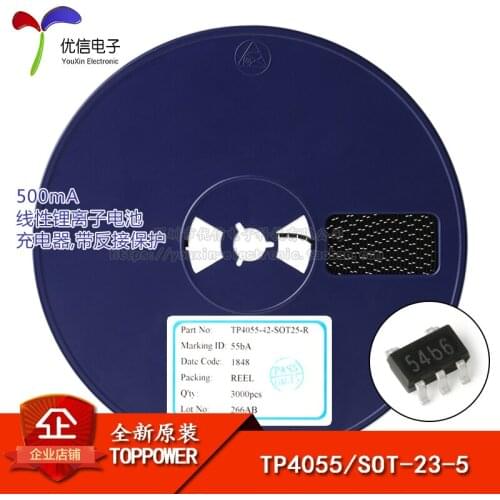 Genuine original TP4055 SOT-23-5 500mA lithium ion battery charger chip linear