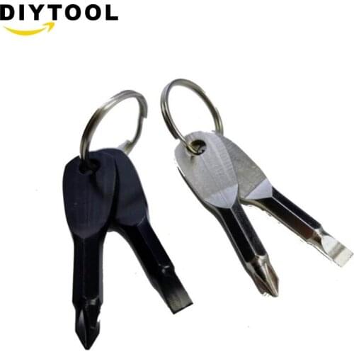Portable cast steel screwdriver with magnetic cross screwdriver keychain outdoor multi-function tool