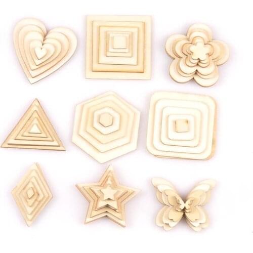 Quare/round/hexagon pattern natural Wooden Scrapbooking Craft for Embellishments Handmade Diy handicraft Decor 50pcs mt2586