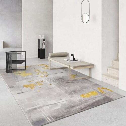 Modern Yellow Grey Abstract Carpet Bedroom Living Room Polypropylene Area Rugs Sofa Table Carpets Mat Study Coffee Thickened