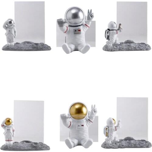 Resin Fantasy Astronaut Figurine 6 Inch Photo Frame Picture Display Holder Statue Decor Creative Desk Home Ornament Gift for Kid