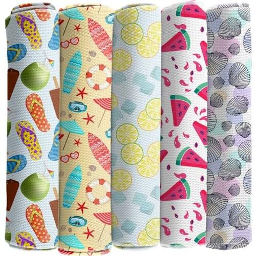Summer Style Bubble Fabric Printed Fruit Pattern Bullet Stretch Cloth 50*145cm for DIY Craft Dress Apparel Sewing Supplies