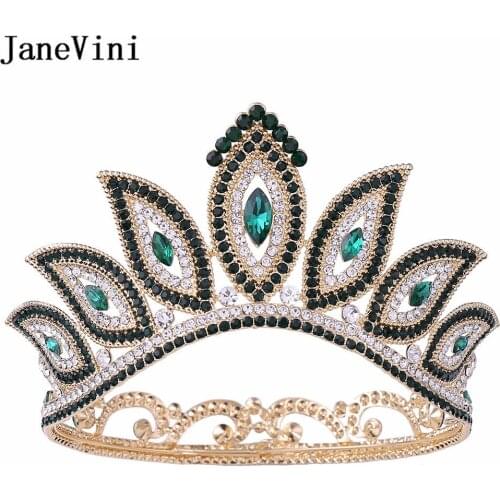 JaneVini 2020 Baroque Wedding Crowns Luxury Crystal Rhinestone Head Jewelry Headpieces Bridal Imperial Crown Hair Accessories