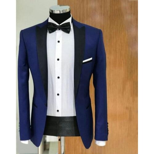 Navy Blue Groom Tuxedo Mens Wedding Suits Peak Design traje de hombre Best Man Blazer Costume Homme Slim Terno Masculino 2Piece