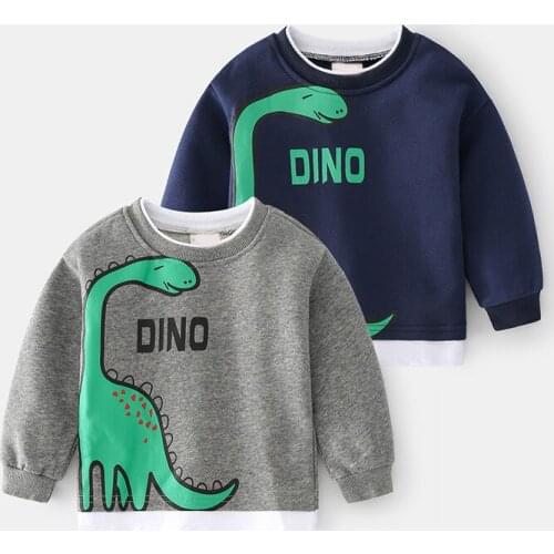 Little Boys Cartoon Hoodie Sweatshirts Spring Autumn Toddlers Dinosaur Letter Printing Long Sleeve Tops Kids Baby Casual Clothes