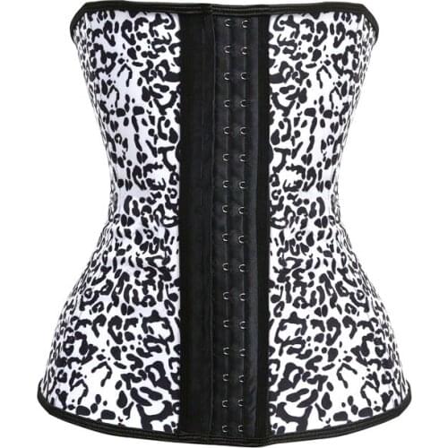Waist Trainer Steel Boned corset Latex cincher Trainers white leopard print Waist slim belt w7462