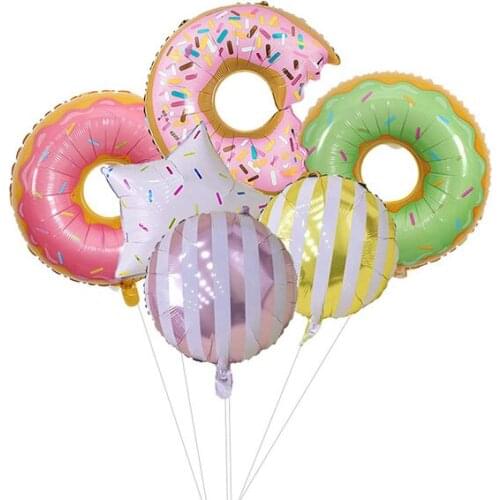 Sweet Candy Donut Foil Balloons Large Star Mylar Doughnut Balloon for Birthday Party Wedding Decoration Baby Shower Donut Time