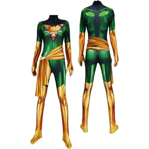 Xmen Green Jean Grey Superhero Zentai Suit X-men Dark Phoenix Cosplay Costumes