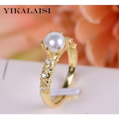 YIKALAISI 925 Sterling Silver Natural Freshwater Pearl Rings Jewelry For Women 6-7mm Size Pearl 4 Color White Pink Purple Black