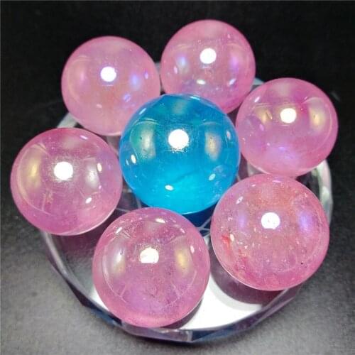 1 set 7 Chakra Star Group Reiki Healing Crystal Quartz Energy Stone Aura Crystal Sphere Array Statue Figurine crystal Stand Set