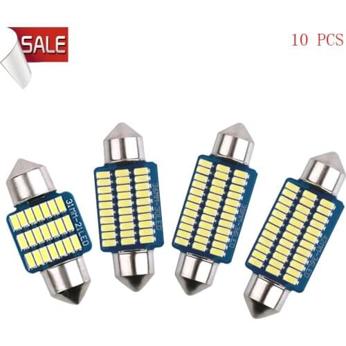 10pcs 6000K 4000k Warm White Festoon C5W C10W 31/36/39/41mm 12V Car Led Bulbs For Auto Internal Reading Dome Lamps Door Diode