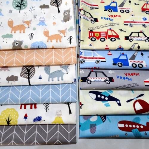 100% Cotton Fabric DIY Handmade Tilda Tecido For Baby Dress Sewing Patchwork Quilting Fat Quarters Tissus Clothes Plane Fox Car