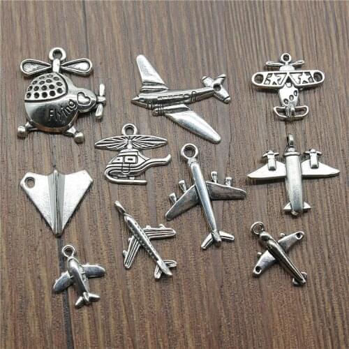 20pcs Aircraft Charms Antique Silver Color Airplane Charms Pendants For Bracelets Airbus Charms Making Jewelry