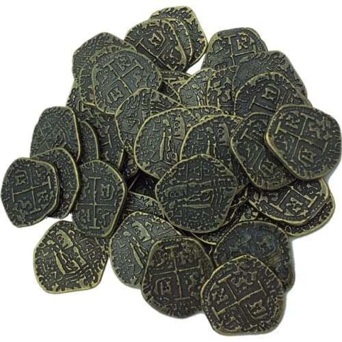 200pcs European Spain Doubloon gold coin captain pirate toy party metal coin treasure game hunt