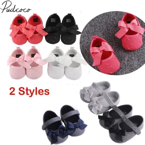 2019 Baby Summer Shoes 0-18M Newborn Infant Kids Baby Girl Bowknot Crib Shoes Soft Shoes Sneaker Lace Up Soft First Walkers