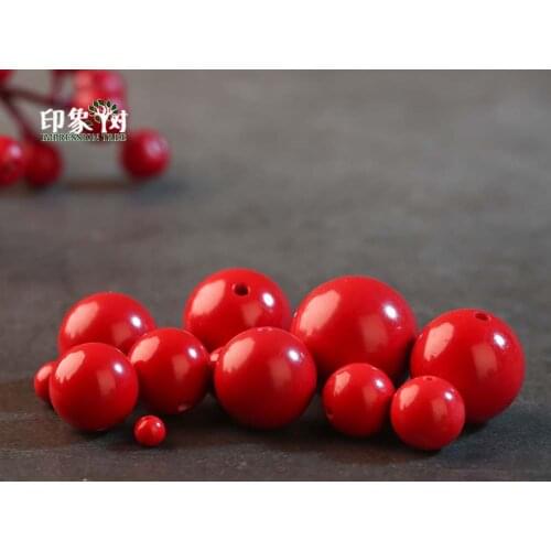4/6/8/10/12/14/16/18mm Round Smooth Cinnabar Beads Handmade For Bracelet Necklace For DIY Jewelry Components Making Accessories