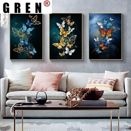 GREN Abstract Colorful Butterfly Poster Canvas Painting Print Minimalist Wall Art Sofa Decorative Picture Modern For Home Decor