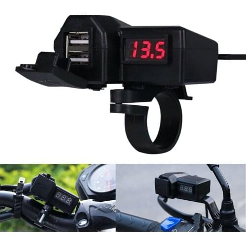 Motorcycle Accessories Cell Phone GPS Holder Dual USB Charge Mount With Voltmeter Waterproof