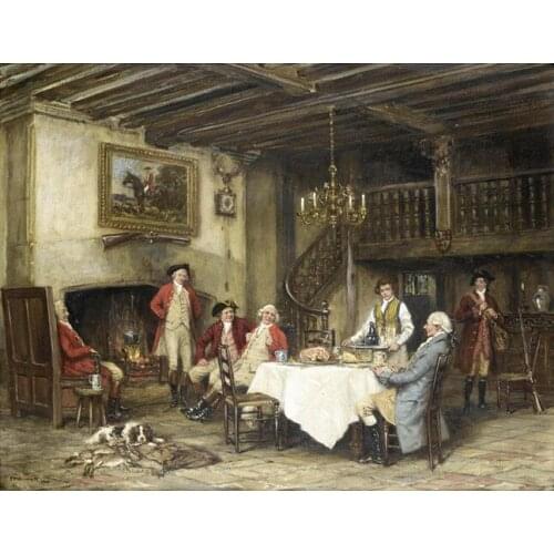 Free shipping classical court figures canvas prints man stove dinner oil painting printed on canvas wall art decoration picture