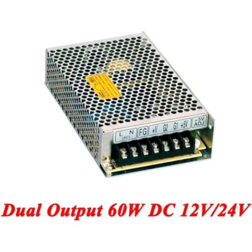 D-60C Switching Power Supply 60W 12V/24V,Double Output AC-DC Power Supply For Led Strip,transformer AC 110v/220v To DC 12v/24v