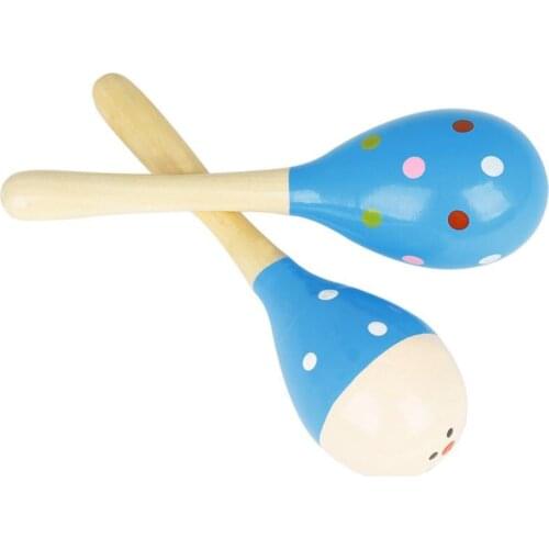 1 Pair Wooden Hand-cranked Sand Hammer Sand Rattles Ball Toy Kids Orff Musical Instrument Percussion Toy Kids Gift Maraca