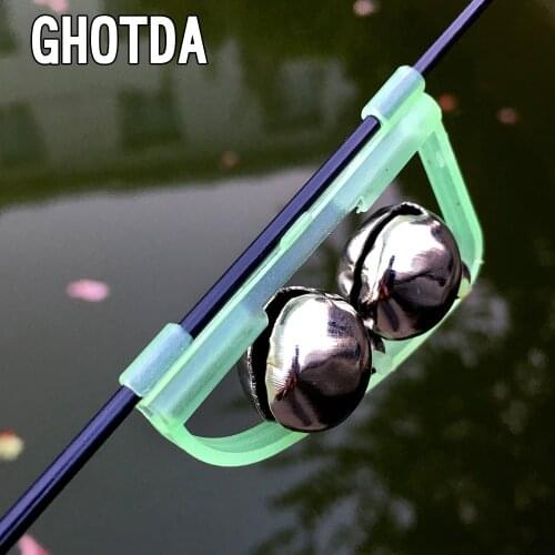 1pcs Fluorescent Fishing Rod Pole Tip Clip Twin Bell Alarm Alert Ring Fishing Tackle Box Accessory