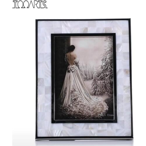 Tooarts Photo Frame with White Shell Wooden Piano Baking Varnish Technology Office Study Room and Bedroom Ornament Home Decor