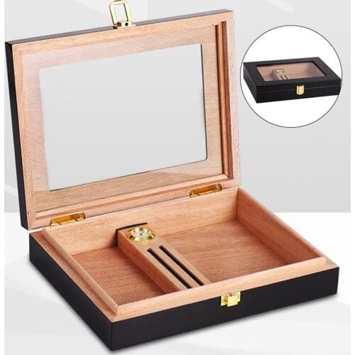 Cedar Wood Cigar Travel Humidor Box Portable Cigar Case W/ Humidifier Hygrometer Cigar Humidor