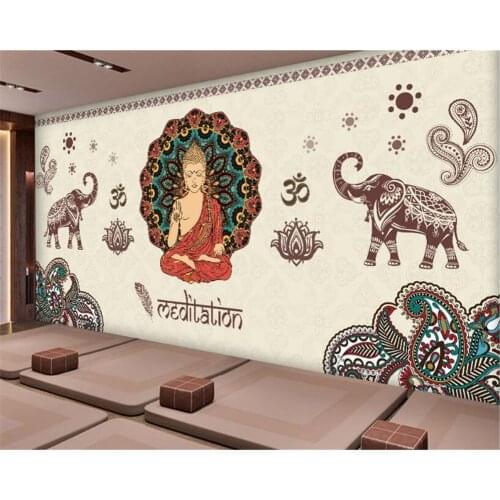 Beibehang Classic Thai fashion high quality personalized silk fabric wallpaper tall Buddha background 3d wallpaper papier peint
