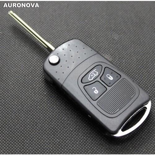 AURONOVA New Upgrade Folding Key Shell for Chrysler 300C Sebring Jeep Wrangler Compass 3 Buttons Remote Car Key Case