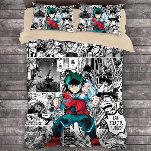 Popular Anime My Hero Academia 3D Bedding Set Duvet Covers Pillowcases Comforter Bedclothes Bed Linen Children Soft Bedding Sets