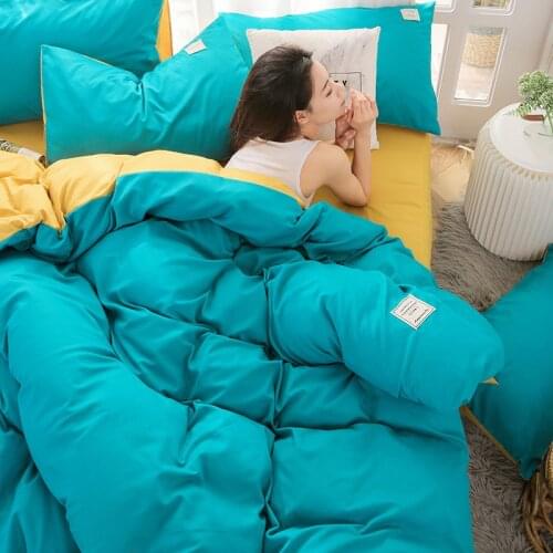 Kuup Two Sided Two Color High End Plant Fiber Bed Sheet Set Duvet Cover Sets of Sheets Set of Bedding King Size Sets Solid Color