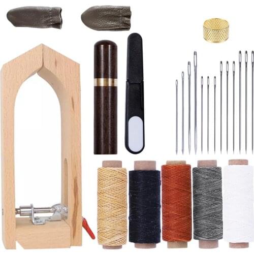 Imzay 23PCS Mini Stitching Pony For Leather Sewing Clamp,Leather Sewing Kits With Leather Needle And Thread, Thread Waxed