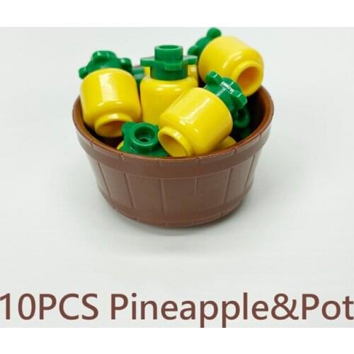 [MOC Hub] Pineapple&Tub Pot Building Blocks Compatible Major Brand Kids Assembled Toys 64951 Early Learning Handmade Design